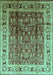 Machine Washable Oriental Turquoise Industrial Area Rugs, wshurb831turq