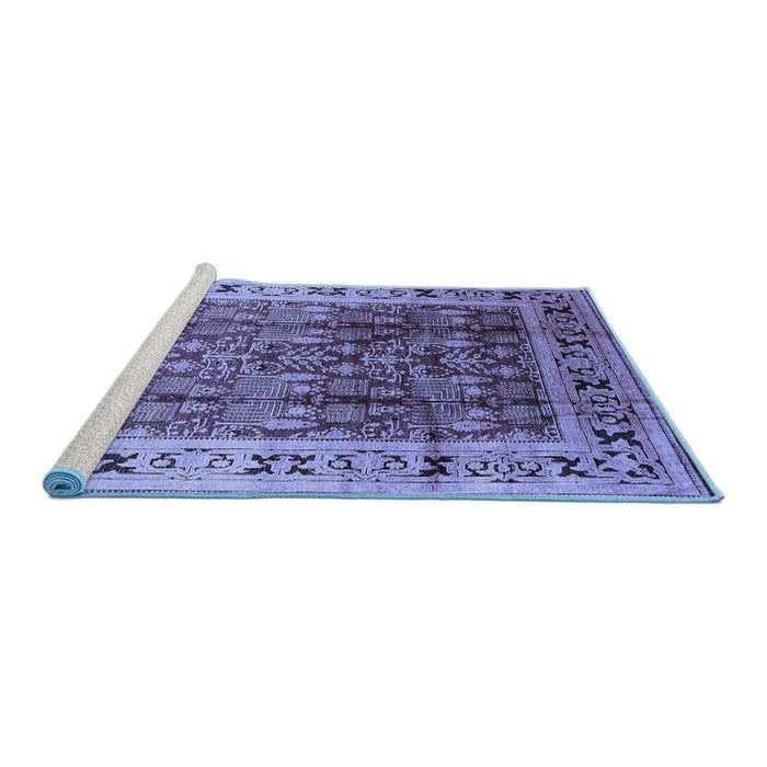 Sideview of Machine Washable Oriental Blue Industrial Rug, wshurb831blu