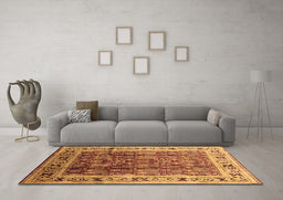 Machine Washable Oriental Brown Industrial Rug in a Living Room,, wshurb831brn