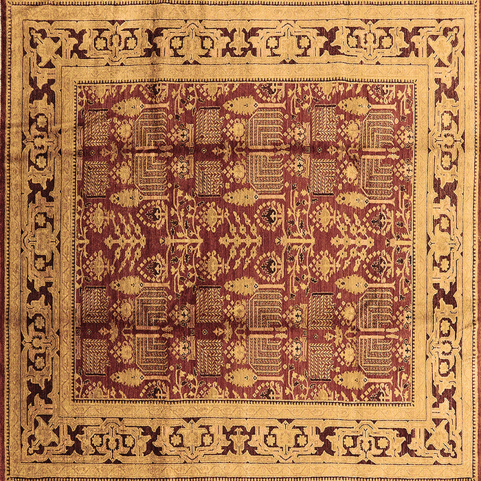 Square Machine Washable Oriental Brown Industrial Rug, wshurb831brn