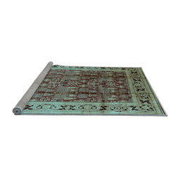 Sideview of Machine Washable Oriental Light Blue Industrial Rug, wshurb831lblu