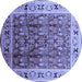 Round Oriental Blue Industrial Rug, urb831blu