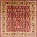 Square Mid-Century Modern Red Oriental Rug, urb831