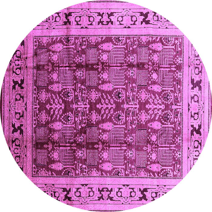 Round Machine Washable Oriental Purple Industrial Area Rugs, wshurb831pur