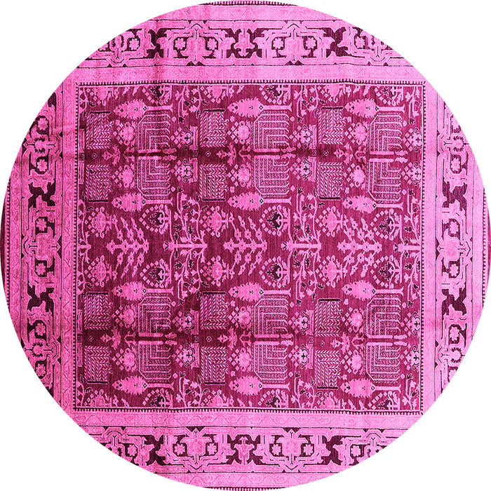Round Oriental Pink Industrial Rug, urb831pnk