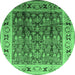 Round Oriental Emerald Green Industrial Rug, urb831emgrn