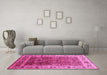 Machine Washable Oriental Pink Industrial Rug in a Living Room, wshurb831pnk