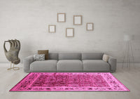 Machine Washable Oriental Pink Industrial Rug, wshurb831pnk