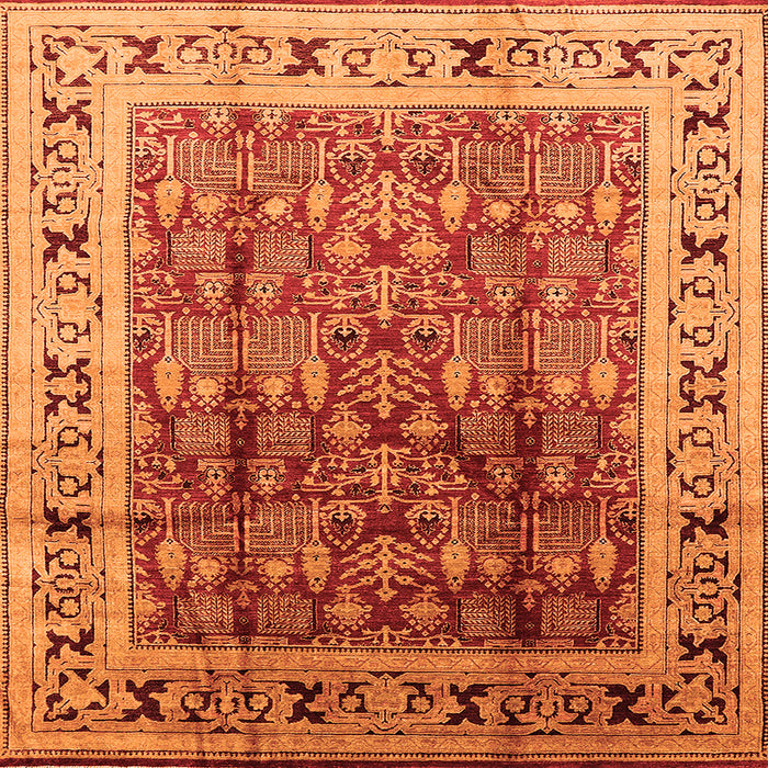 Square Oriental Orange Industrial Rug, urb831org