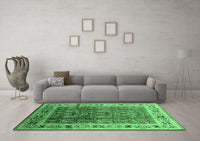 Machine Washable Oriental Emerald Green Industrial Rug, wshurb831emgrn