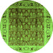 Round Oriental Green Industrial Rug, urb831grn