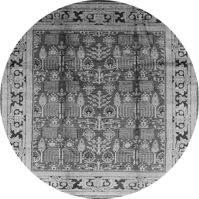 Round Machine Washable Oriental Gray Industrial Rug, wshurb831gry