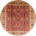 Round Mid-Century Modern Red Oriental Rug, urb831