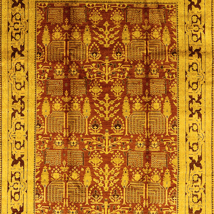 Machine Washable Oriental Yellow Industrial Rug, wshurb831yw
