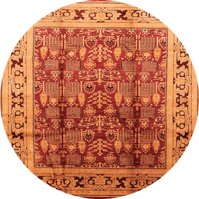 Round Oriental Orange Industrial Rug, urb831org