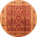 Round Oriental Orange Industrial Rug, urb831org