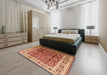 Mid-Century Modern Red Oriental Rug in a Bedroom, urb831