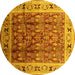 Round Oriental Yellow Industrial Rug, urb831yw