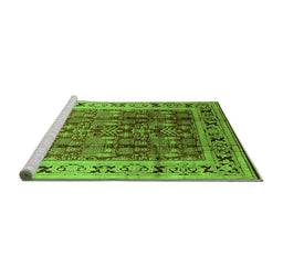 Sideview of Machine Washable Oriental Green Industrial Area Rugs, wshurb831grn