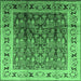 Square Machine Washable Oriental Emerald Green Industrial Area Rugs, wshurb831emgrn