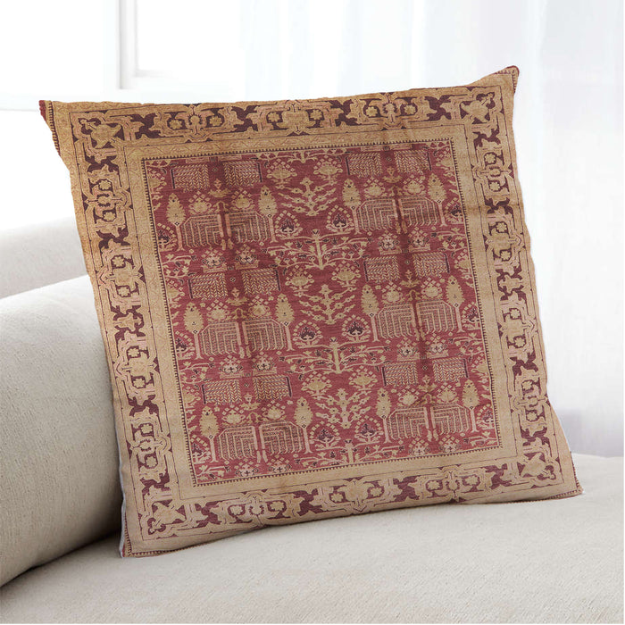 Lifestyle Image of Mid-Century Modern Urban Square Red Throw Pillow, 18 inch by 18 inch, pwurb831