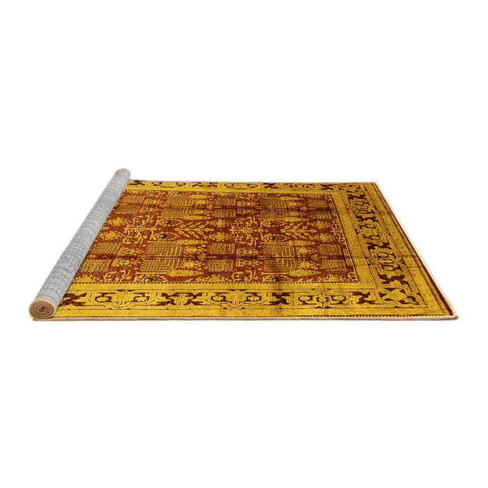 Sideview of Machine Washable Oriental Yellow Industrial Rug, wshurb831yw
