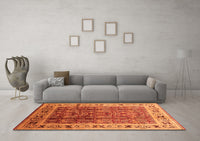 Machine Washable Oriental Orange Industrial Rug, wshurb831org