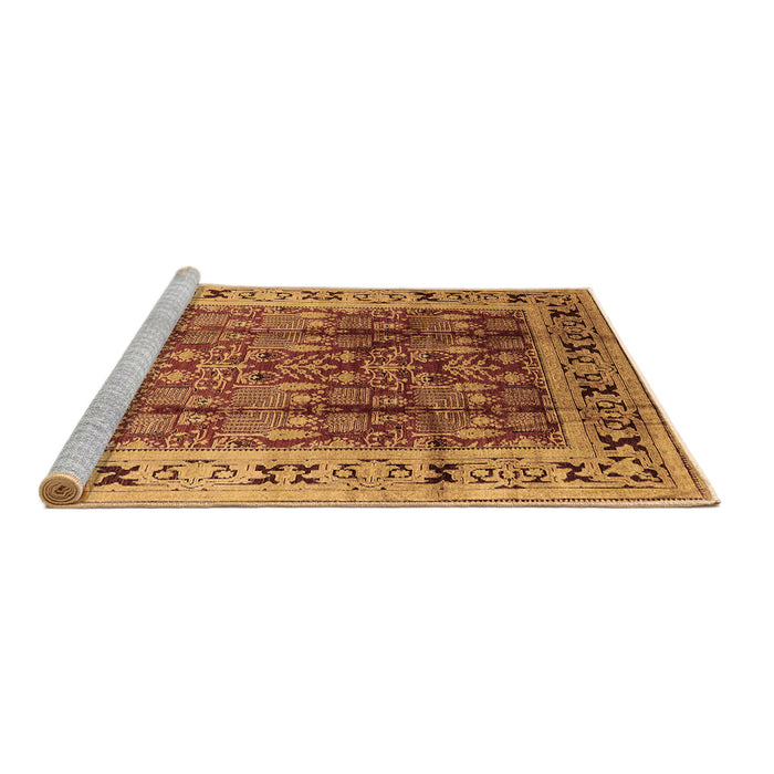 Sideview of Machine Washable Oriental Brown Industrial Rug, wshurb831brn