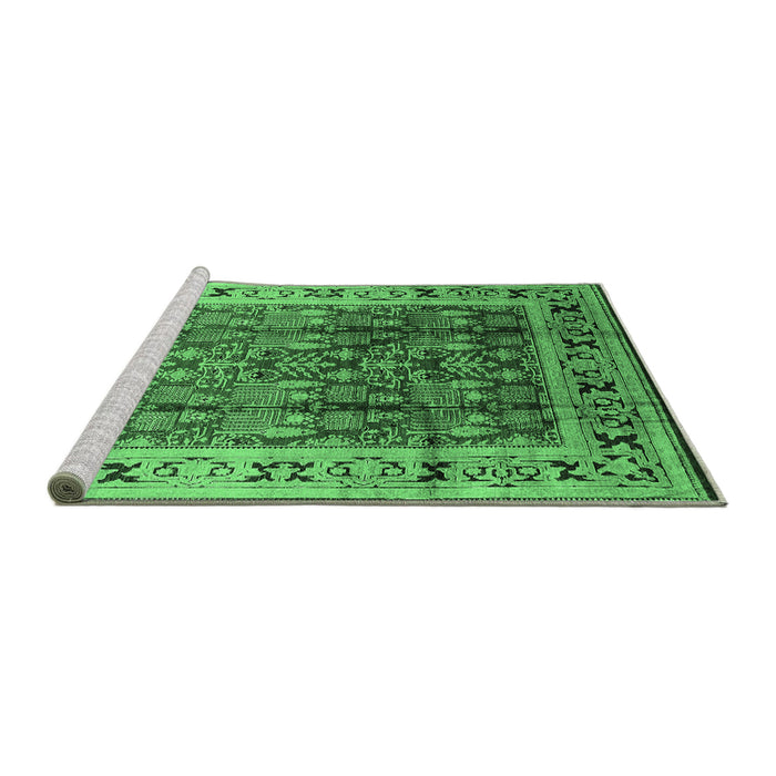 Sideview of Machine Washable Oriental Emerald Green Industrial Area Rugs, wshurb831emgrn