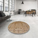 Round Mid-Century Modern Light Brown Oriental Rug in a Office, urb832