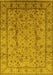 Machine Washable Oriental Yellow Industrial Rug, wshurb832yw