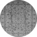 Round Machine Washable Oriental Gray Industrial Rug, wshurb832gry