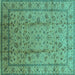 Square Oriental Turquoise Industrial Rug, urb832turq