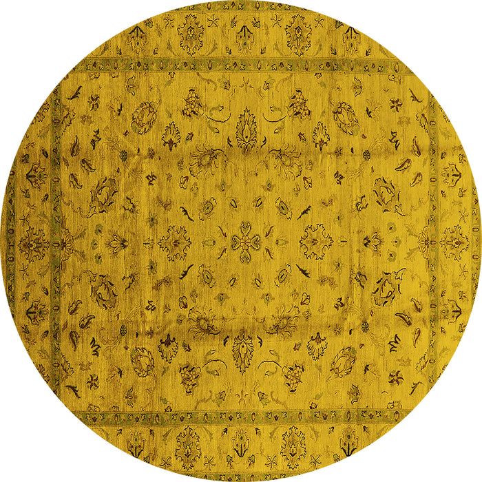 Round Oriental Yellow Industrial Rug, urb832yw
