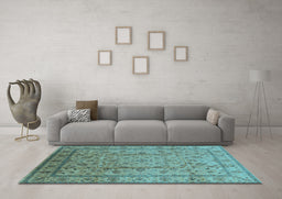Machine Washable Oriental Light Blue Industrial Rug in a Living Room, wshurb832lblu