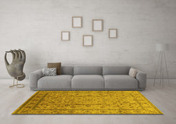 Machine Washable Oriental Yellow Industrial Rug in a Living Room, wshurb832yw