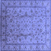 Square Machine Washable Oriental Blue Industrial Rug, wshurb832blu