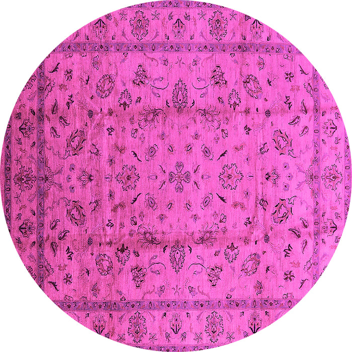 Round Machine Washable Oriental Pink Industrial Rug, wshurb832pnk