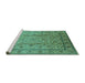 Sideview of Machine Washable Oriental Turquoise Industrial Area Rugs, wshurb832turq