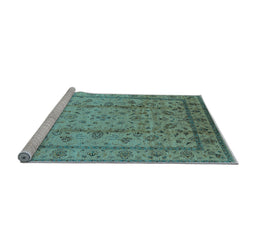 Sideview of Machine Washable Oriental Light Blue Industrial Rug, wshurb832lblu