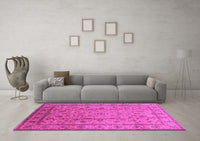 Machine Washable Oriental Pink Industrial Rug, wshurb832pnk