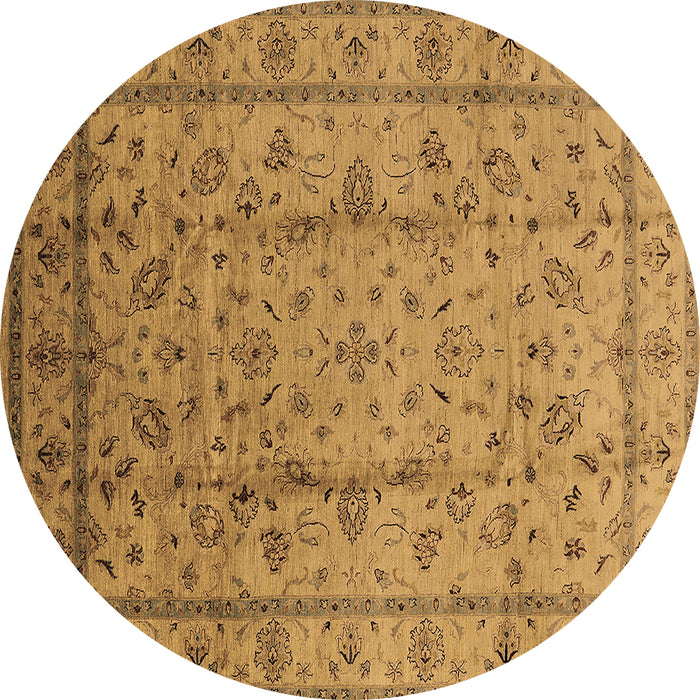 Round Machine Washable Oriental Brown Industrial Rug, wshurb832brn