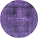 Round Oriental Purple Industrial Rug, urb833pur