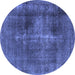 Round Oriental Blue Industrial Rug, urb833blu