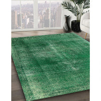 Mid-Century Modern Forest Green Oriental Rug, urb833