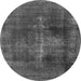 Round Machine Washable Oriental Gray Industrial Rug, wshurb833gry