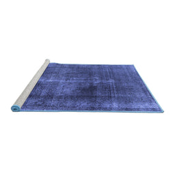 Sideview of Machine Washable Oriental Blue Industrial Rug, wshurb833blu
