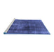 Sideview of Machine Washable Oriental Blue Industrial Rug, wshurb833blu