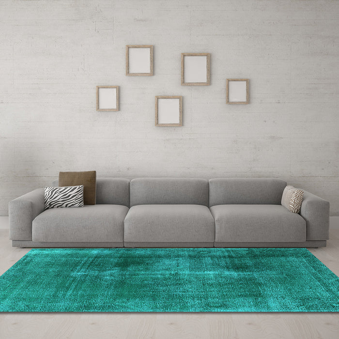 Machine Washable Oriental Light Blue Industrial Rug in a Living Room, wshurb833lblu