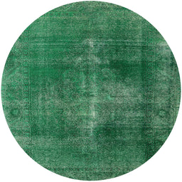 Round Machine Washable Industrial Modern Forest Green Rug, wshurb833